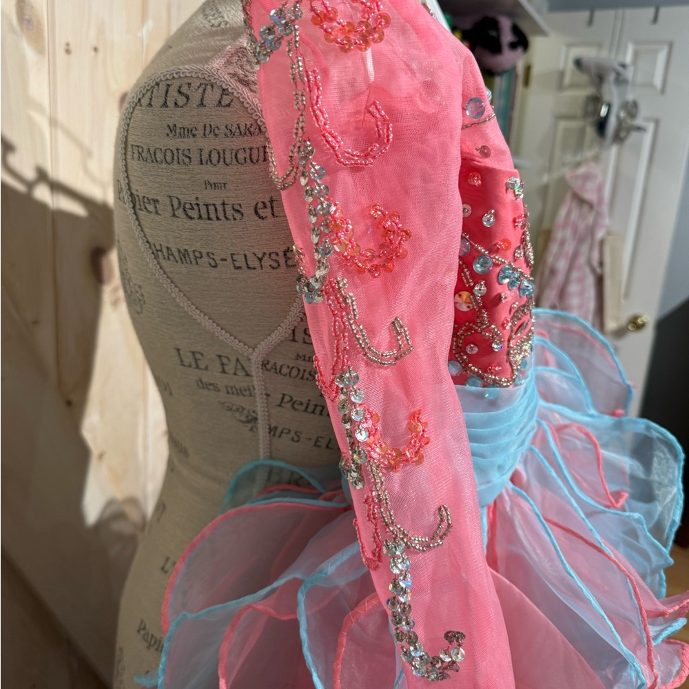 Charming Pink and Blue Kids Formal Dress - Picture 3 of 5
